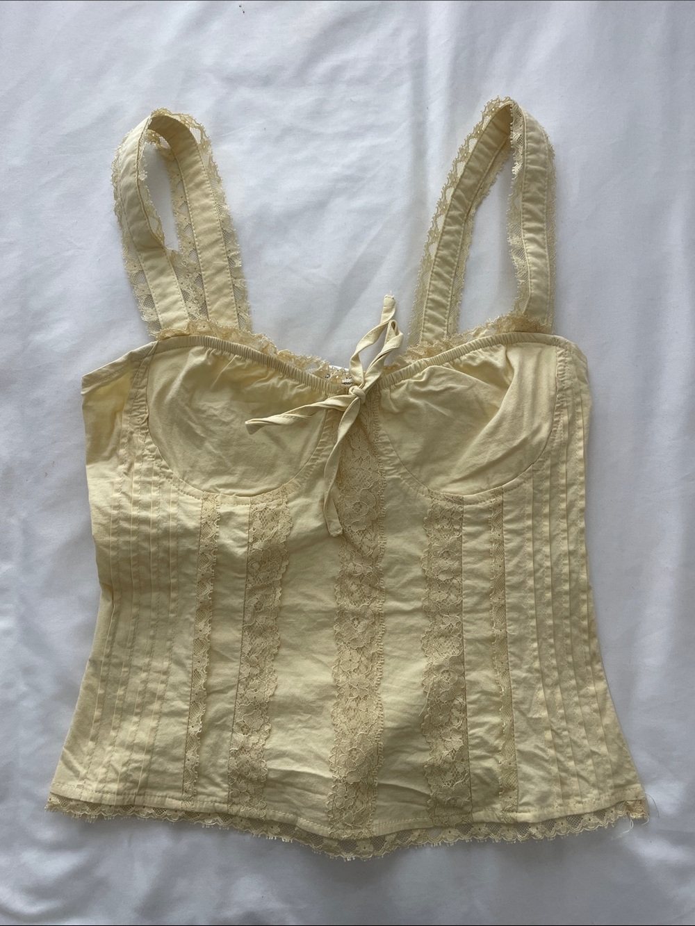 Princess Polly Cream Lace-Trim Corset Tank